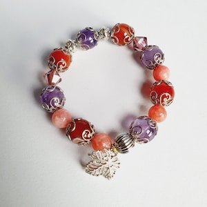 Magical Amethyst & Carnelian Stretch Bracelet, gift for her, birthday, petite healing amethyst and carnelian bracelet