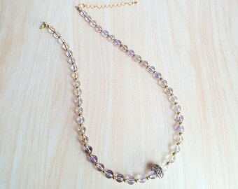 Handmade Ametrine Beaded Choker Necklace with Gold Spacers