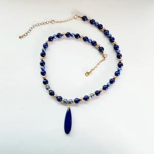Lapis Lazuli Egyptian Style Necklace | Navy Blue Necklace | Communication Energy Wisdom Jewelry | Boho Gift