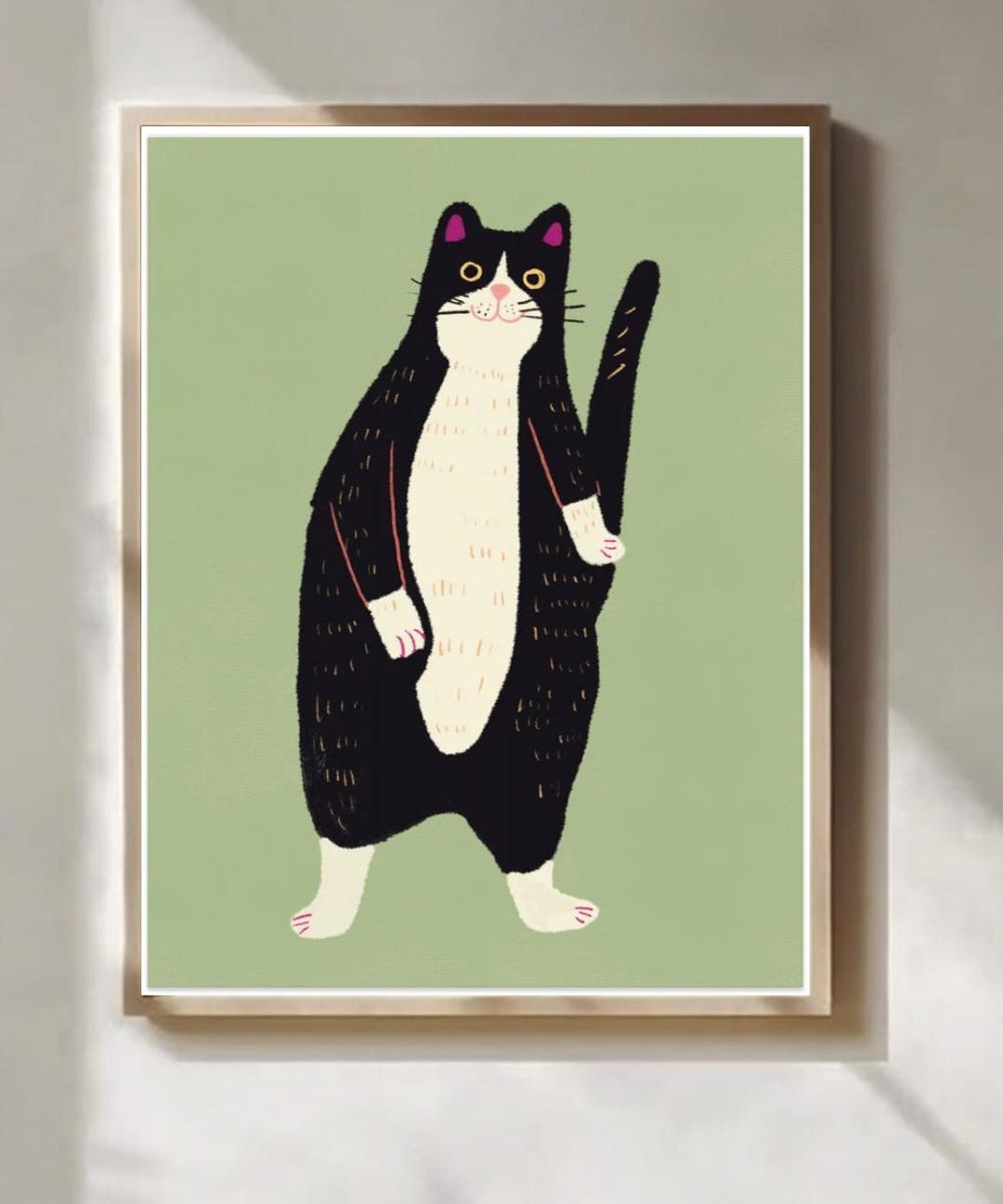 Black and White Cat Art Print, Simple Modern Cat Wall Art Decor - Etsy
