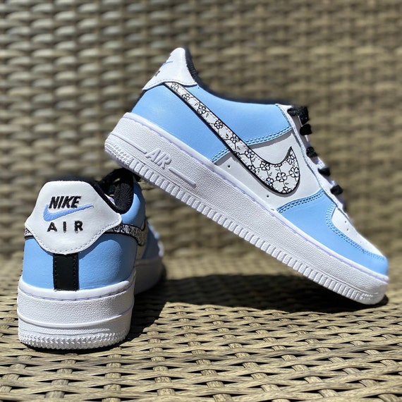 Baby Blue Colorblock Custom Air Force 1 - Hand Painted Custom AF1 Custom  Designs Custom Ideas