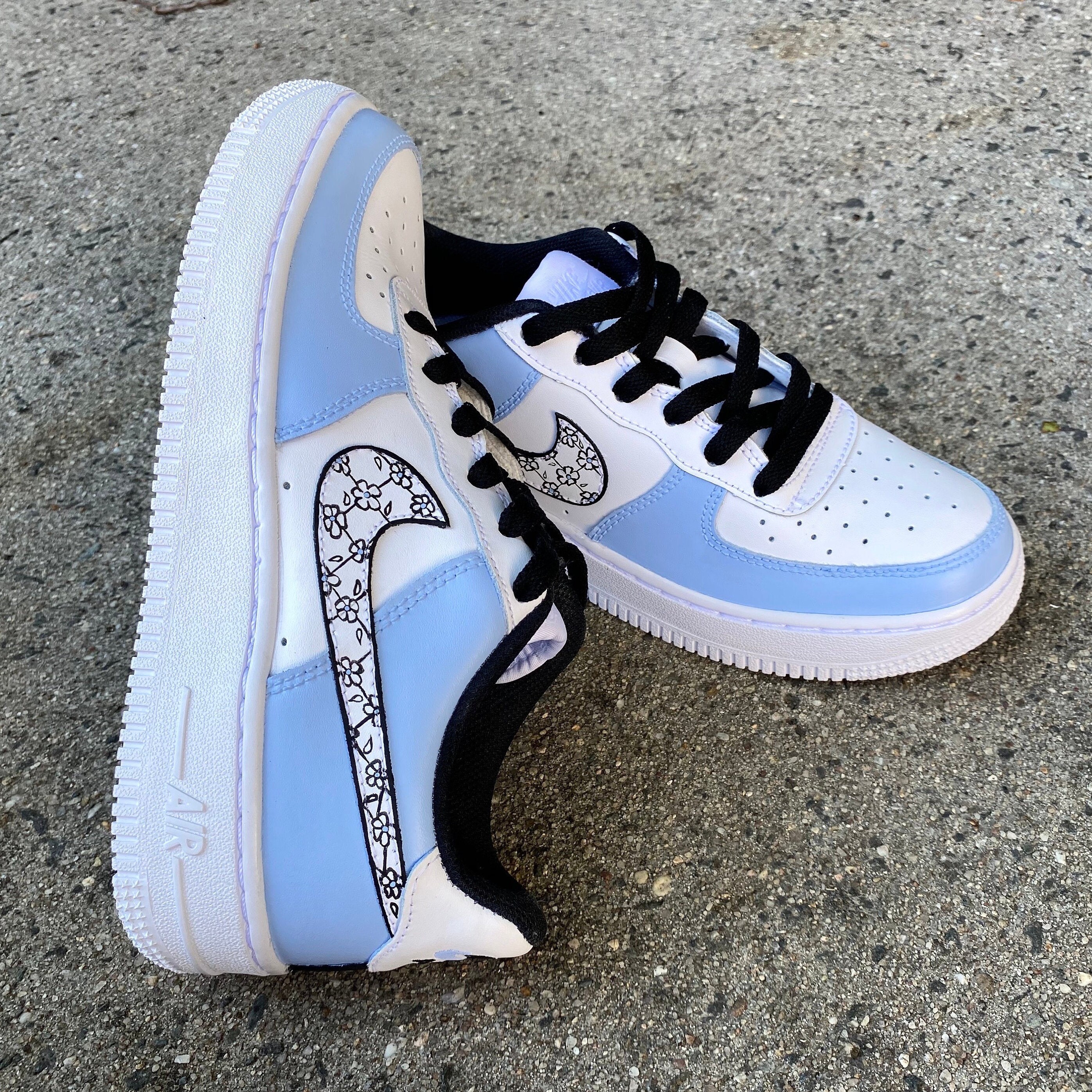 Handgemalt Nike Air Force 1 es Blau Lila Periwinkle | Etsy