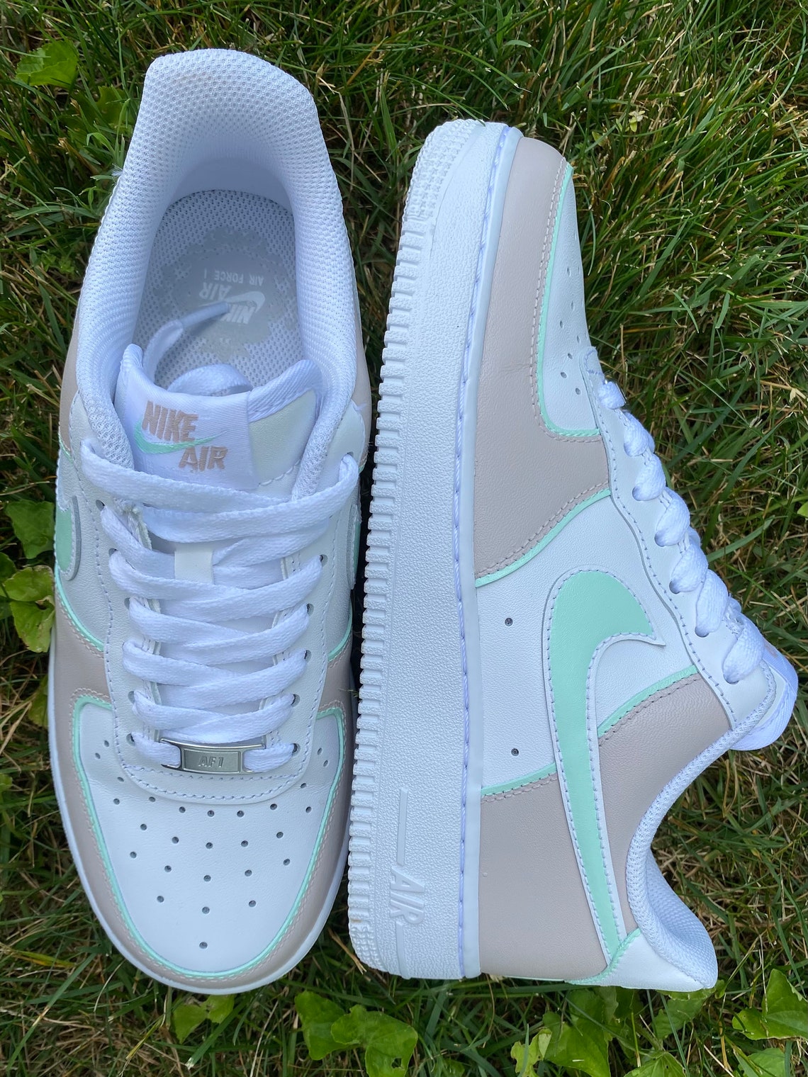 Custom Hand Painted Color Block Nike Air Force 1's Mint | Etsy