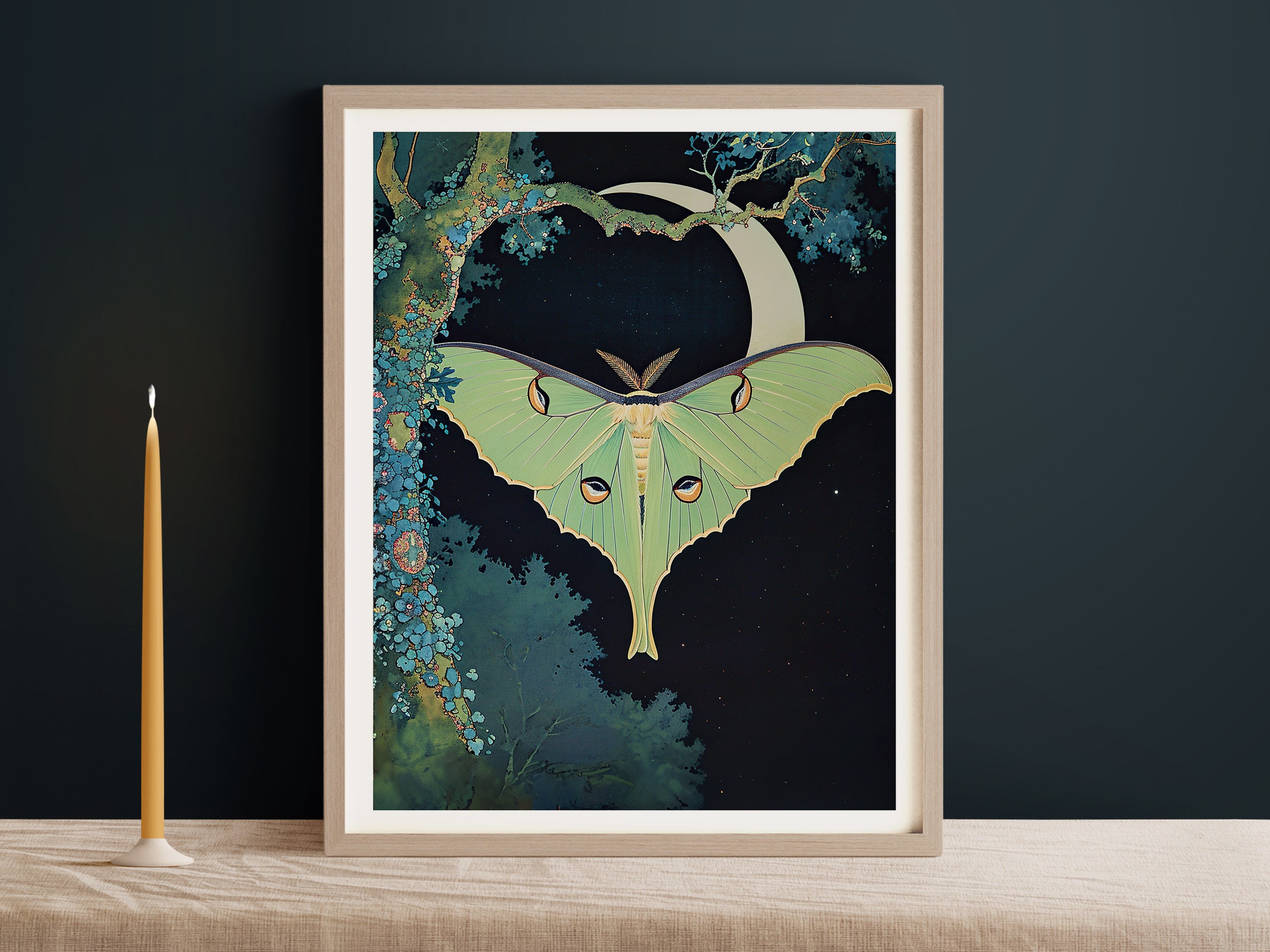Vintage Style Luna Moth Fine Art Print Art Nouveau Decor Magical Wall ...
