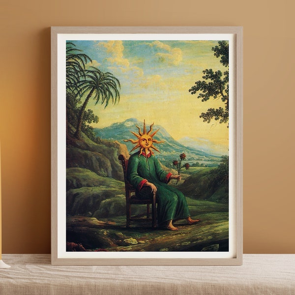 Vintage Esoteric Sun Fine Art Print • Vintage Alchemy Decor • Metaphysical Antique Poster • 3 Sizes • BUY 2 GET 1 FREE