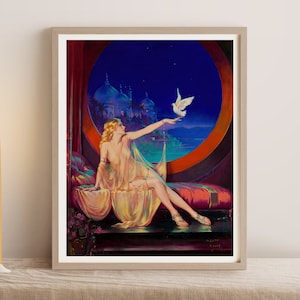 Henry Clive Sultana Art Print: Retro Art Deco Dove Nouveau