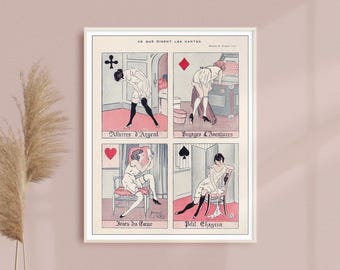 Ce Que Disent Les Cartes Print • Vintage French Playing Card Art • Fortune Teller Wall Decor
