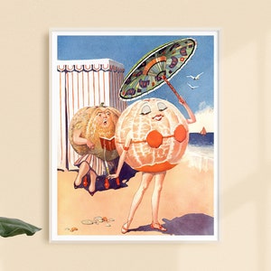 Vintage Anthropomorphic Orange Woman Fine Art Print • Risque Kitchen Art • 3 Sizes • Whimsical Kitsch Poster • Fruit Art • BUY 2 GET 1 FREE