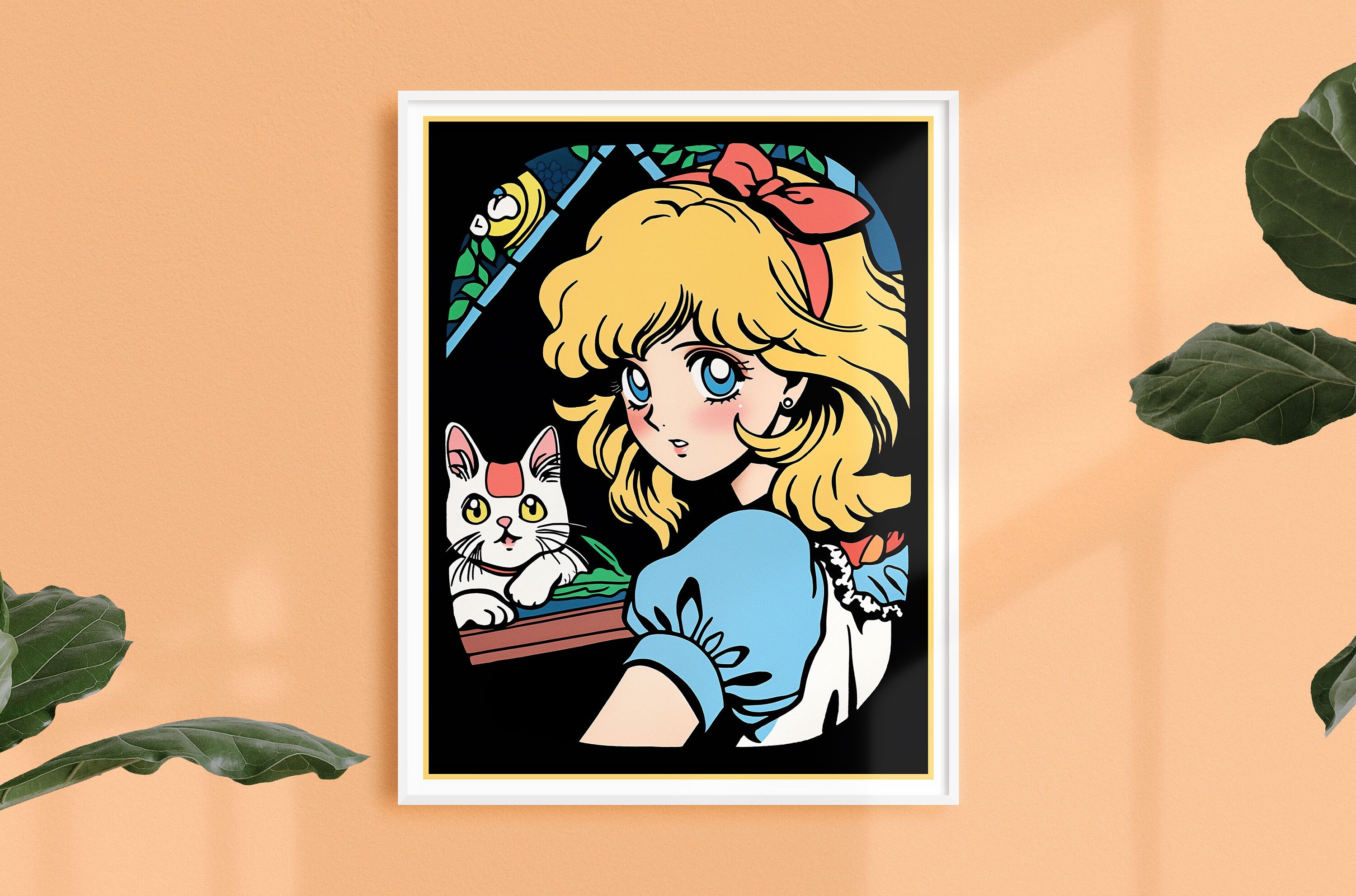 Retro Anime Style Alice in Wonderland Art Print Vintage Etsy