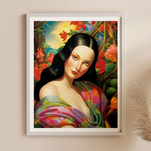 Pin-up Mona Lisa Art Print: Tropical Colors, Classic Decor