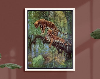 Leopard in the Jungle - Art Print - Etsy