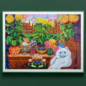 Louis Wain Cat Art Print: Whimsical Garden Scene