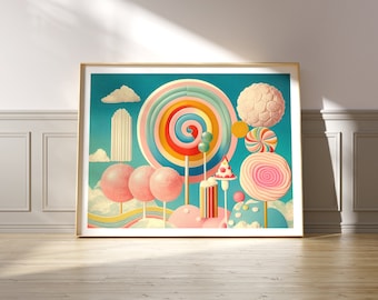 Candy Heaven Collage Print: Vintage Surreal Pastel Wall Art