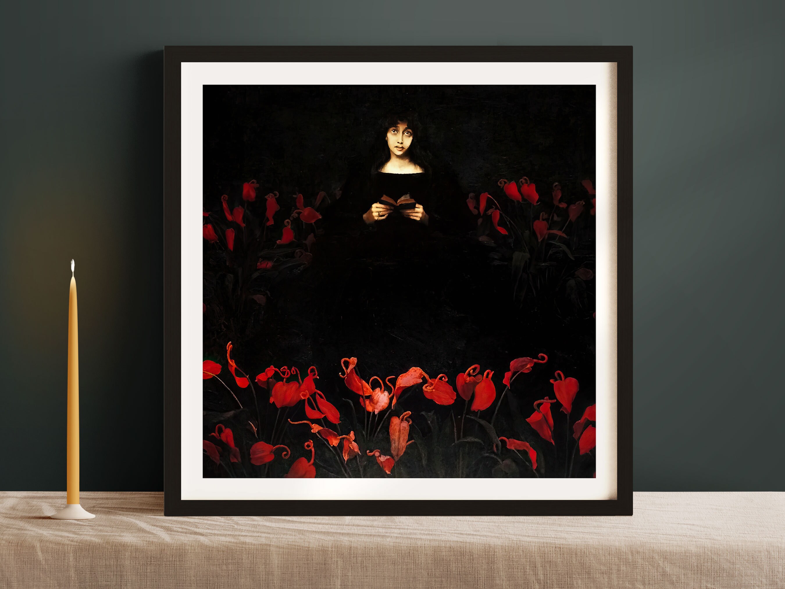 The Demoniac Art Print: Gothic Red Flowers, Joseph Middeleer - Etsy