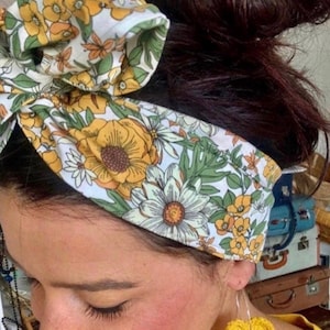 Bold Fun Bright Prints Wired Headband Headwrap Headwear Extra Long & Wide / Wire Headband/ Turban /Retro/Pin Up/Top Knot/Headscarf