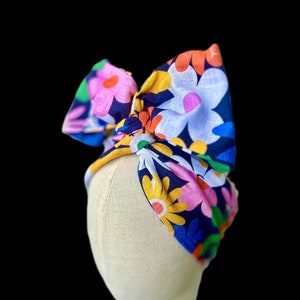 Flower Burst Wire Headband / Wired Headwrap / Linen/Cotton / Wide & Extra Long Boho Turban Retro Accessories Top Knot /Head Scarf with wire