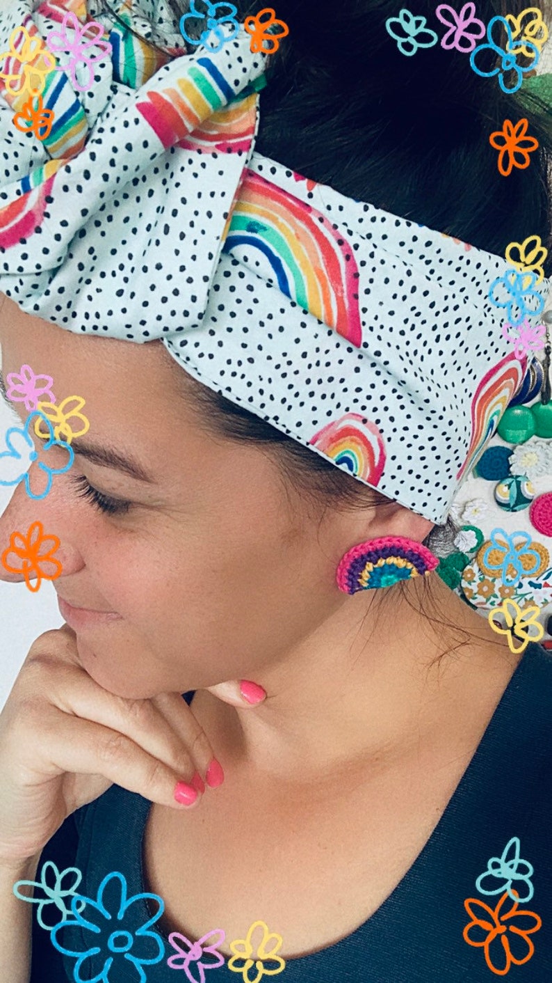 Boho Rainbow Crochet Stud Earrings. Crochet Handmade Studs Fun Etsy