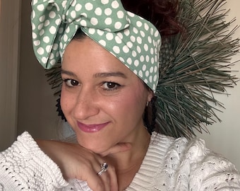 Polka Dot Spots Wired Headwrap Wire HeadBand/Updo/Retro Headband/Rockabilly/Pinup/Top Knot/Headscarf/ Pink, Black, Red, Green, White,Olive