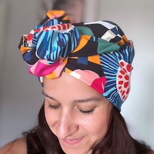 Abstracte grote bloemen bedraad hoofdbedekking volledige hoofdbedekking tulband boho-stijl headwrap / hairwrap / stijlvolle hoofdbedekking / hoge knoop / kanker-chemohoed