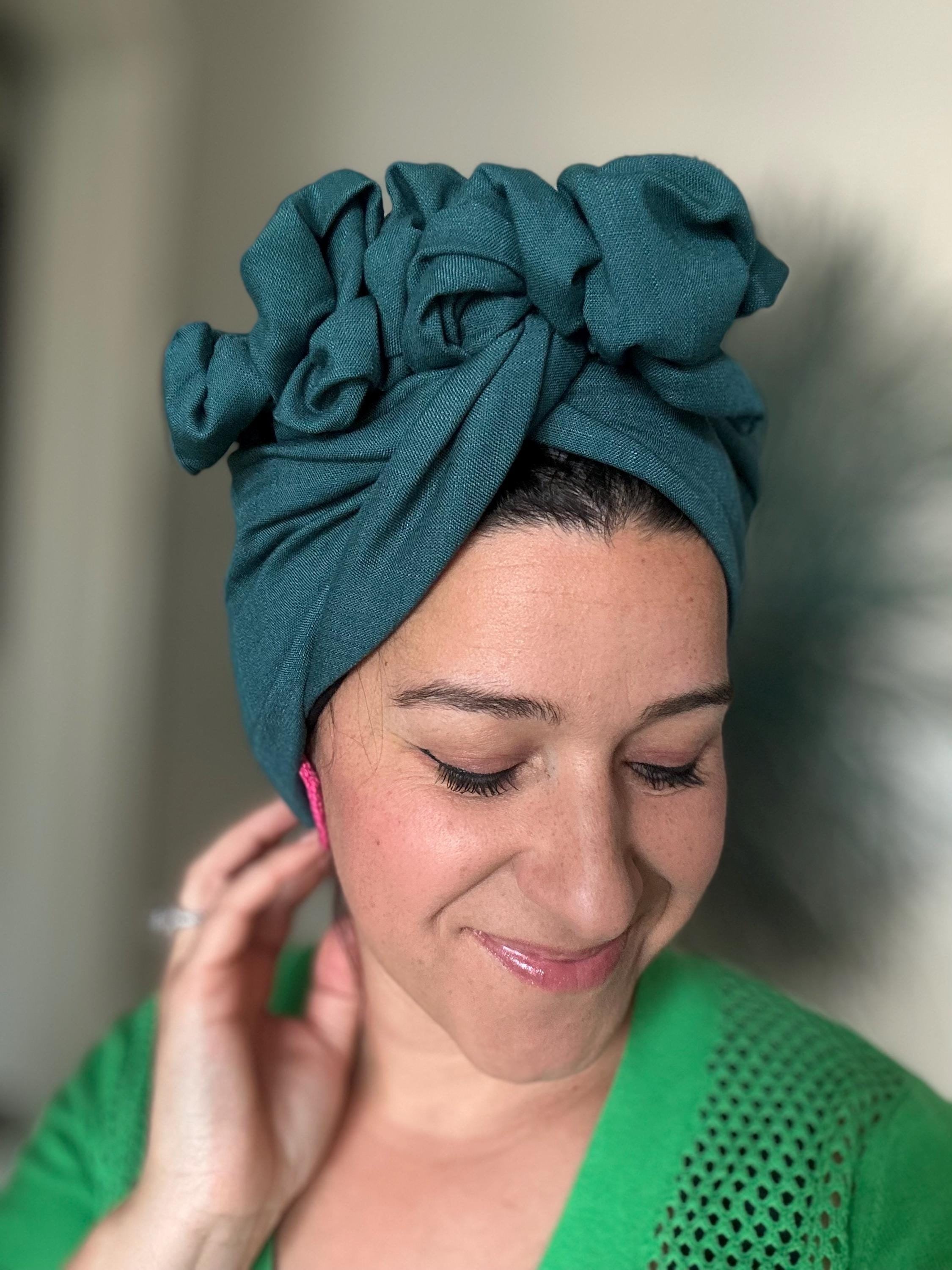 Plain Colours Linen|Cotton|Rayon Wired Full Head Coverage Turban Headwrap Long & Wide Stylish Head Covering Statement Headwear Chemo Cancer