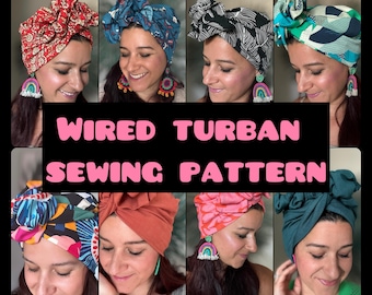 Wired Turban Sewing Pattern/Chemo Hair Loss/Instant Download PDF with Video Tutorial & Step by Step Picture instructions (Digital Download)