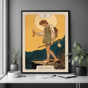 Póster de la Carta Arcana n.° 0: Viaje y Nuevos Comienzos, Impresión artística, Decoración de pared mística Art Nouveau, Regalo de Dark Academia