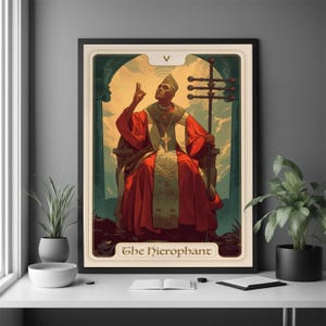 Póster de la Carta Arcana n.° 4: Símbolo de Autoridad y Estabilidad, Arte Mural Oculto Art Nouveau, Regalo para el Hogar de Dark Academia