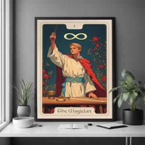 Póster de Carta Mística Uno: Impresión artística de inspiración ocultista, decoración de pared con símbolos de la suerte, regalo Art Nouveau para fans de Dark Academia