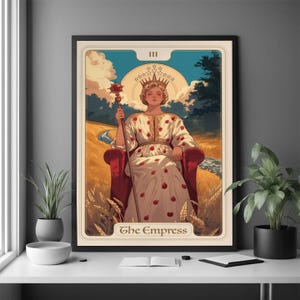 Póster de la Carta Arcana n.° 3: Arte con el Símbolo Femenino Divino, Decoración Wicca Art Nouveau, Regalo de Dark Academia para el Hogar