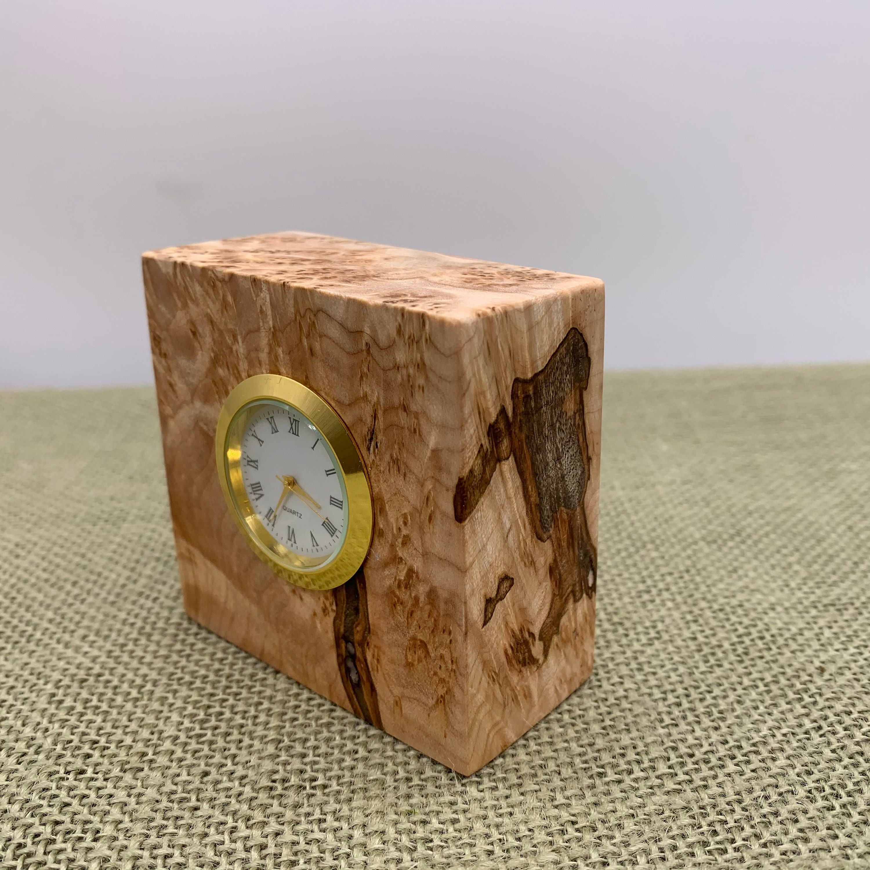 Wooden Desk Clock/Maple Burl Wood/Gift idea/Home Decor Time Etsy