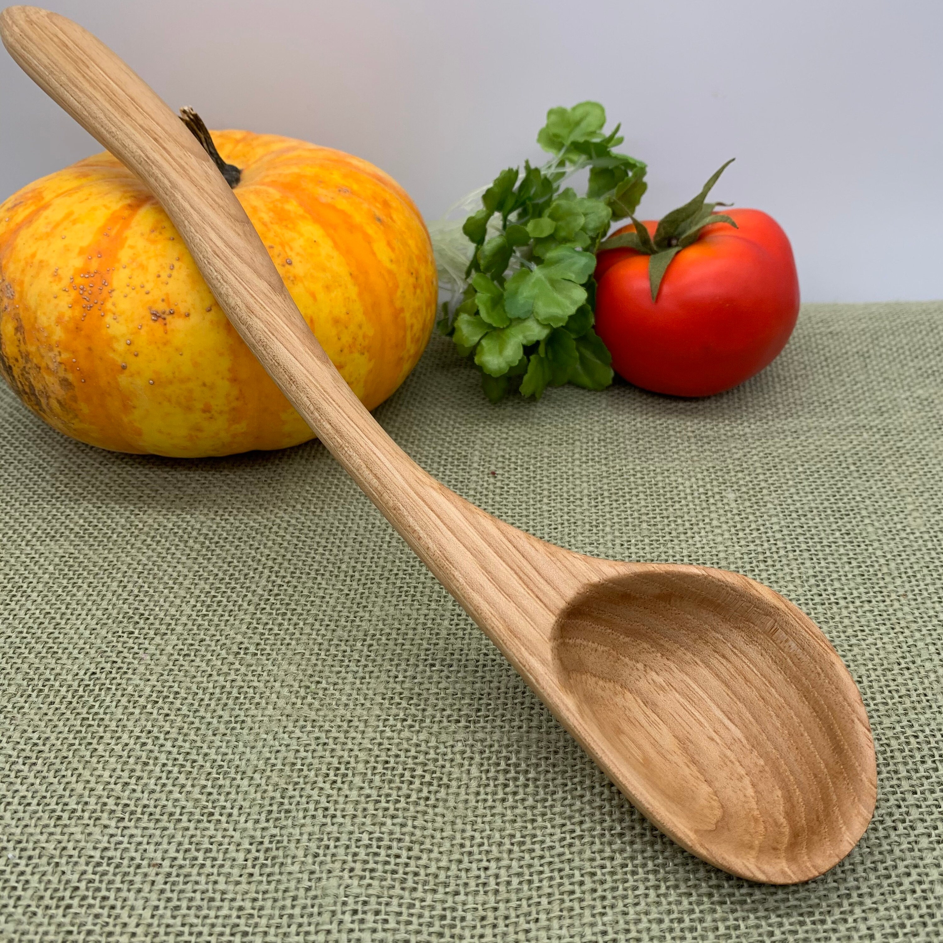 Long Handled Wooden Spoon Ash Wood Handcrafted Serving Cooking Etsy