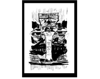 formula 1 illustration a4 size printable wall art