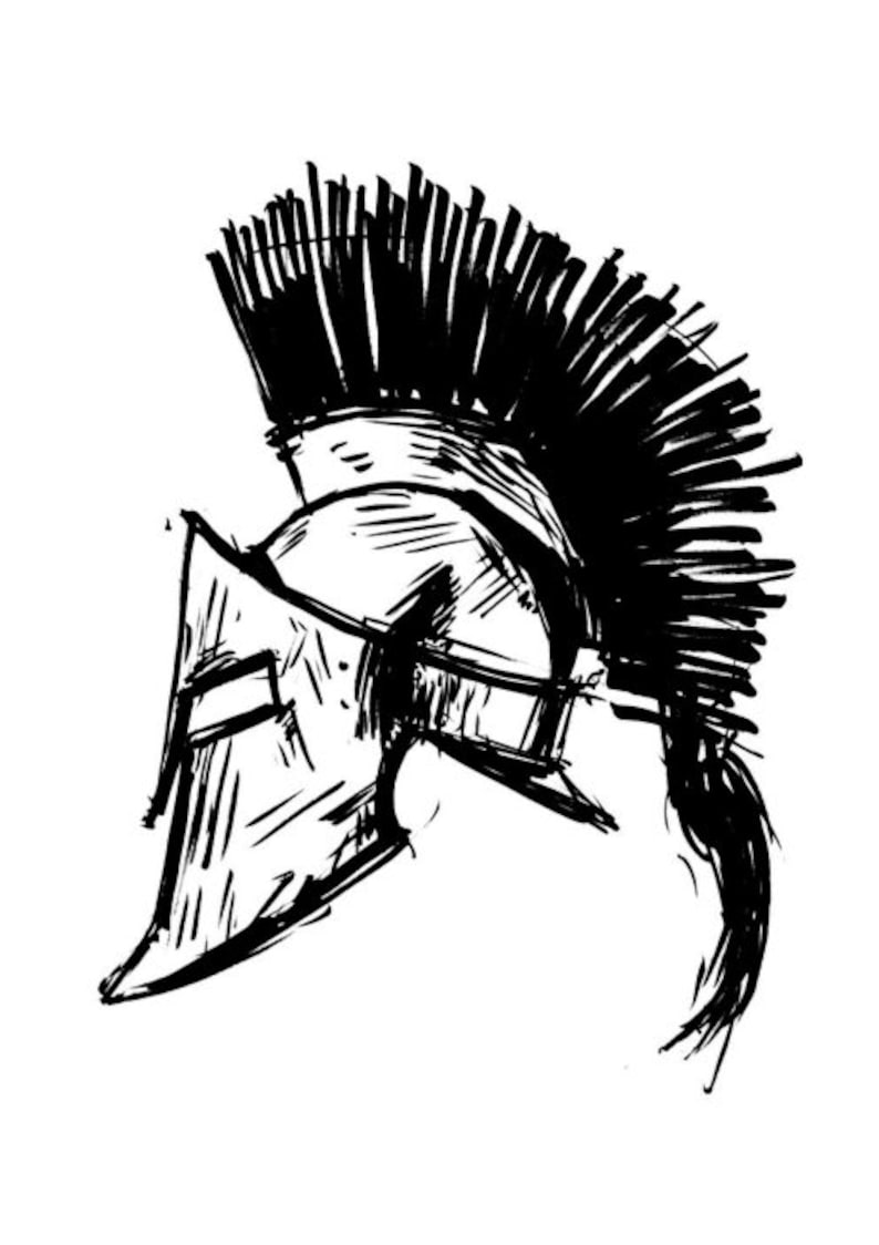 Spartan helmet illustration a4 size downloadable image 2