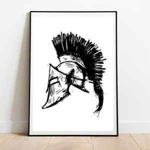 Spartan helmet illustration a4 size downloadable image 1