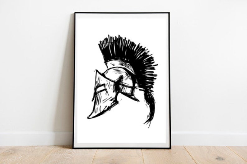 Spartan helmet illustration a4 size downloadable image 1