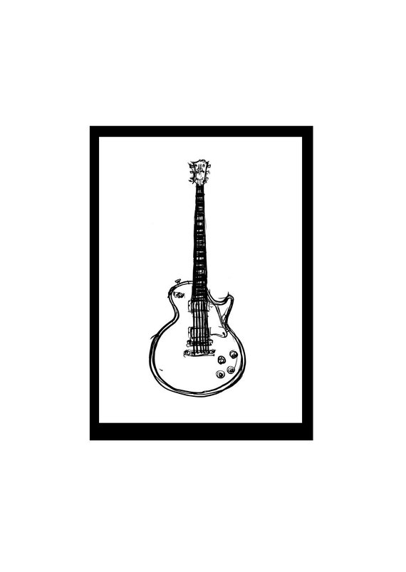 Guitar Drawing A4 Size Printable - Etsy