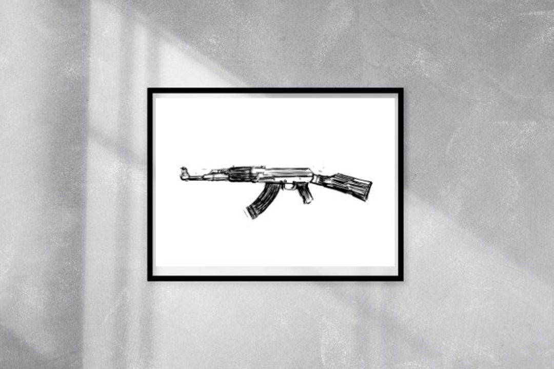 Ak-47 ライフルのイラスト a4 サイズ 印刷可能な壁飾り - Etsy 日本