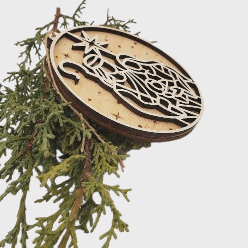Layered Wood Nativity Ornament | Christian Christmas Decor image 8