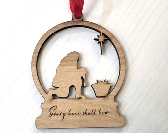 Santa Kneeling by Baby Jesus Ornament/Charm