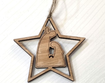 Handmade Wood Star Nativity Ornament | Christian Christmas Decor
