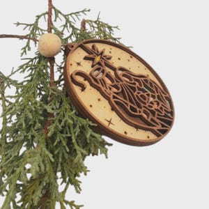 Layered Wood Nativity Ornament | Christian Christmas Decor image 7
