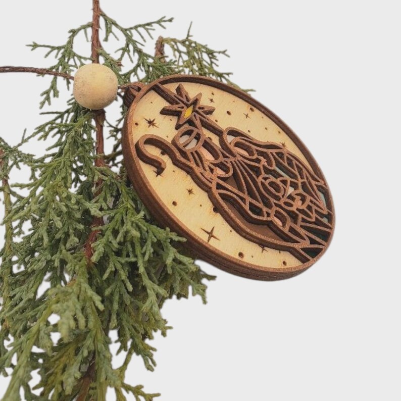 Layered Wood Nativity Ornament | Christian Christmas Decor image 7