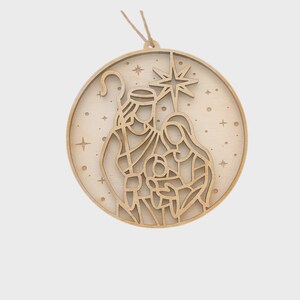 Layered Wood Nativity Ornament | Christian Christmas Decor wood and wood