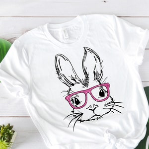 Easter Bunny With Glasses Shirt,Bunny With Glasses Shirt,Kids Easter Shirt,Cute Easter Shirt,Easter Day Shirt for Woman, Easter Bunny Shirt
