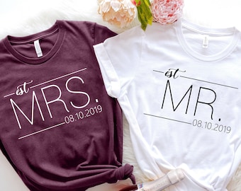 Mr And Mrs, Mr and Mrs shirts, Honeymoon Shirts, Newlywed Shirts, Wedding Shirt, Wife And Hubs Shirts, Just Married Shirts, Couples Shirts