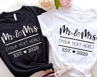 Mr and Mrs shirts, Honeymoon Shirts, Newlywed Shirts, Ring & Tie, Wedding Shirt, Wife And Hubs Shirts, Just Married Shirts, Couples Shirts
