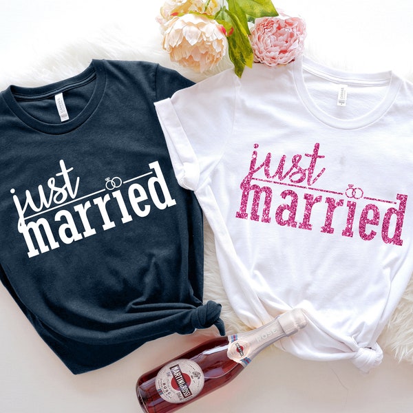 Camisas de recién casados, camisas de luna de miel, camisas de recién casados, camisa de boda, camisas de esposa y hubs, camisas de recién casados, camisas de parejas