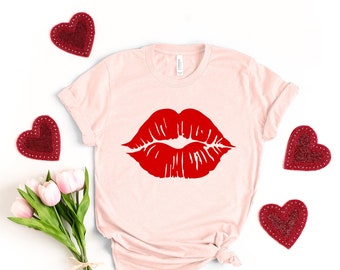 Valentines Day Shirt, Lips Shirt, Lips Kiss Tee, Cute Valentine Shirt, Cute Valentine tee, Love Shirt