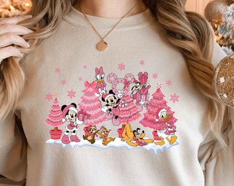 Pink Tree Christmas Sweater, Christmas Sweater, Christmas Crewneck, Christmas Tree Sweatshirt, Holiday Sweaters for Women, Winter Sweatshirt