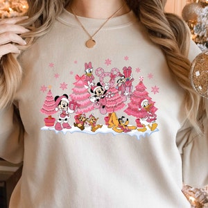 Pink Tree Christmas Sweater, Christmas Sweater, Christmas Crewneck, Christmas Tree Sweatshirt, Holiday Sweaters for Women, Winter Sweatshirt